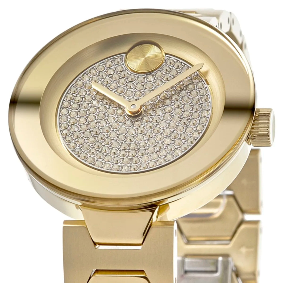  Shop Authentic Movado Bold Crystal Gold Dial Gold Steel Strap Watch For Women - 3600492 - Luxxuri