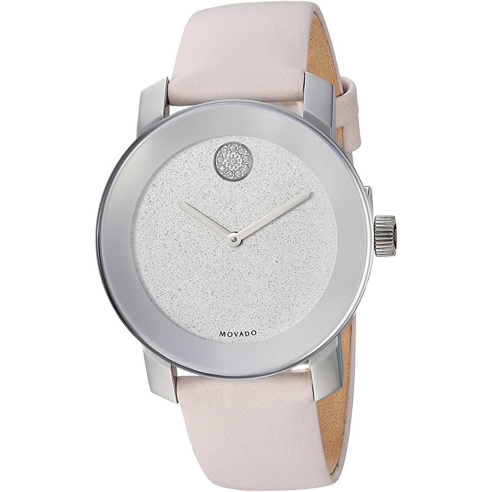  Shop Authentic Movado Bold Glitter Silver Dial Pink Leather Strap Watch For Women - 3600522 - Luxxuri