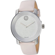  Shop Authentic Movado Bold Glitter Silver Dial Pink Leather Strap Watch For Women - 3600522 - Luxxuri