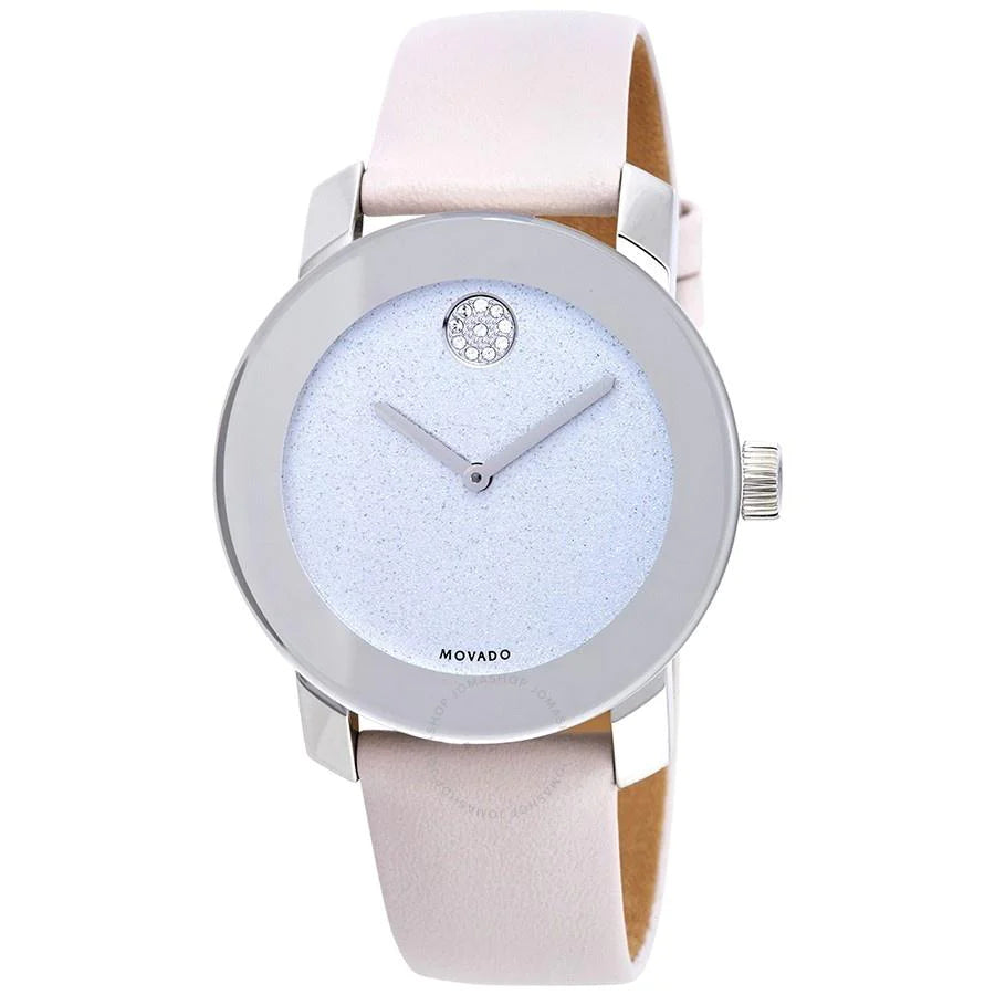  Shop Authentic Movado Bold Glitter Silver Dial Pink Leather Strap Watch For Women - 3600522 - Luxxuri