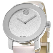  Shop Authentic Movado Bold Glitter Silver Dial Pink Leather Strap Watch For Women - 3600522 - Luxxuri