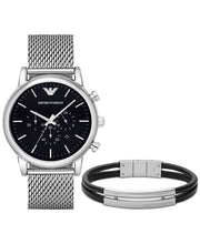  Shop Authentic Emporio Armani Luigi Black Dial Silver Mesh Bracelet Watch For Men - AR8032 - Luxxuri