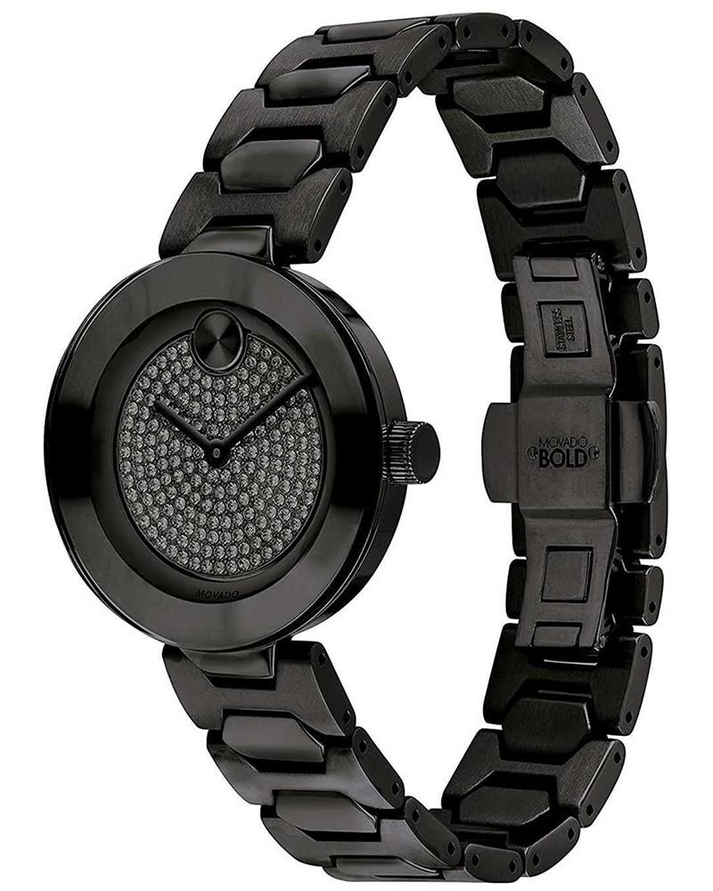  Shop Authentic Movado Bold Crystals Black Dial Black Steel Strap Watch for Women - 3600576 - Luxxuri