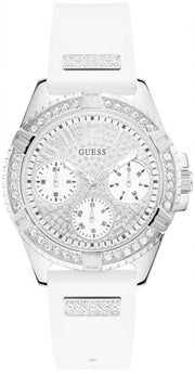  Shop Authentic Guess Frontier Diamonds Silver Dial White Rubber Strap Watch For Women - W1160L4 - Luxxuri