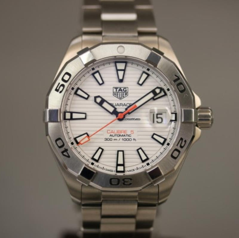  Shop Authentic Tag Heuer Aquaracer Automatic White Dial Silver Steel Strap Watch for Men - WBD2111.BA0928 - Luxxuri