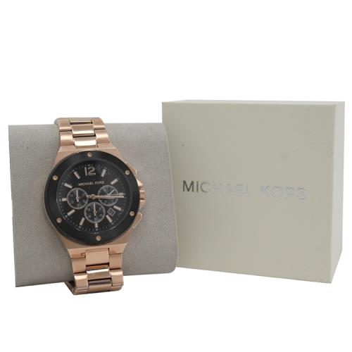  Shop Authentic Michael Kors Lennox Chronograph Black Dial Rose Gold Steel Strap Watch For Men - MK8940 - Luxxuri