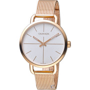  Shop Authentic Calvin Klein Even White Dial Rose Gold Mesh Bracelet Watch for Women - K7B23626 - Luxxuri