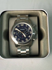  Shop Authentic Fossil Pilot 54 Chronograph Navy Blue Dial Silver Steel Strap Watch for Men - FS5203 - Luxxuri