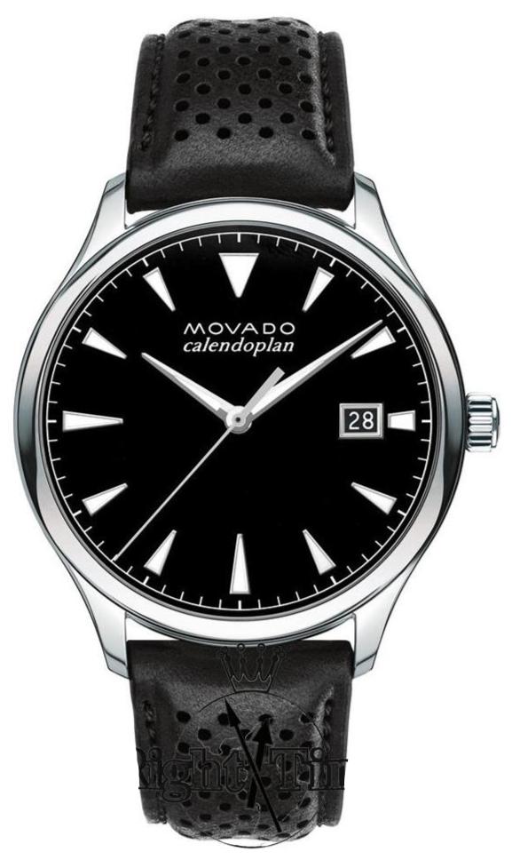  Shop Authentic Movado Heritage Calendoplan Black Dial Black Leather Strap Watch for Men - 3650004 - Luxxuri
