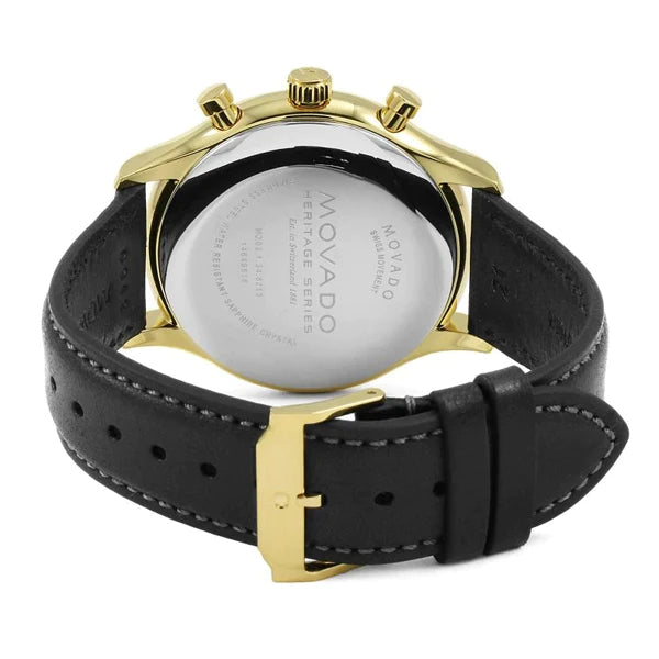  Shop Authentic Movado Heritage Chronograph Calendoplan Blue Dial Black Leather Strap Watch for Men - 3650006 - Luxxuri