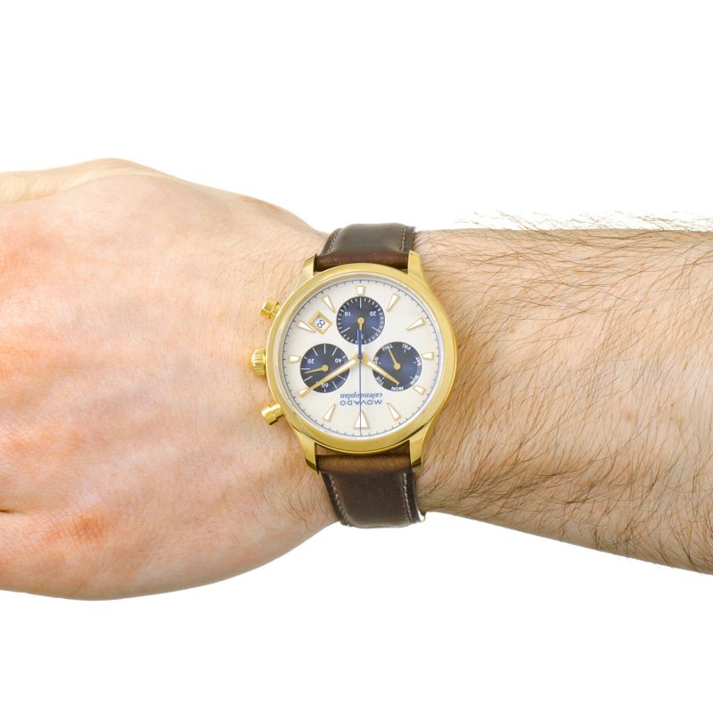  Shop Authentic Movado Heritage Chronograph White Black Leather Strap Watch for Men - 3650007 - Luxxuri