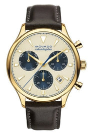  Shop Authentic Movado Heritage Chronograph White Black Leather Strap Watch for Men - 3650007 - Luxxuri
