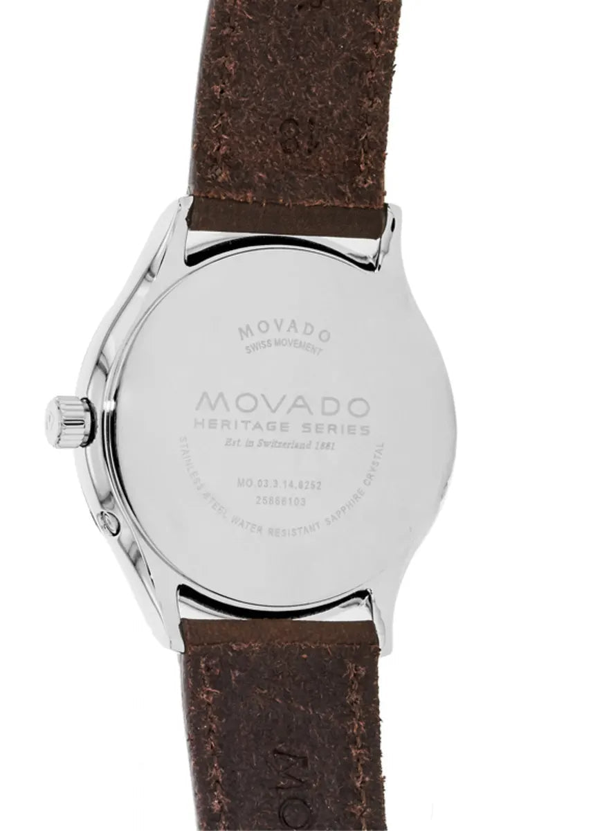  Shop Authentic Movado Heritage Moonphase Blue Dial Brown Leather Strap Watch For Women - 3650009 - Luxxuri