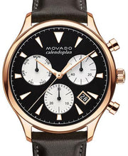  Shop Authentic Movado Heritage Calendoplan Chronograph Black Dial Brown Leather Strap Watch for Men - 3650021 - Luxxuri