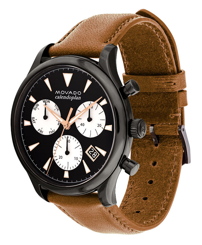 Shop Authentic Movado Heritage Calendoplan Chronograph Black Dial Brown Leather Strap Watch for Men - 3650022 - Luxxuri