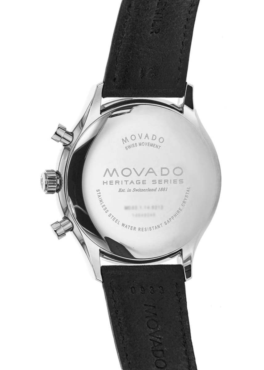  Shop Authentic Movado Heritage Calendoplan Chronograph Silver Dial Black Leather Strap Watch for Men - 3650024 - Luxxuri