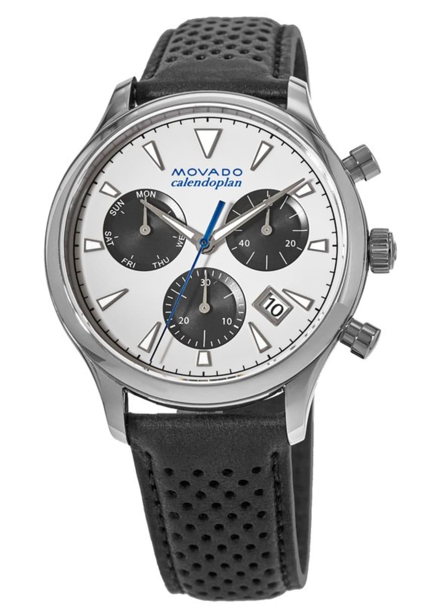  Shop Authentic Movado Heritage Calendoplan Chronograph Silver Dial Black Leather Strap Watch for Men - 3650024 - Luxxuri