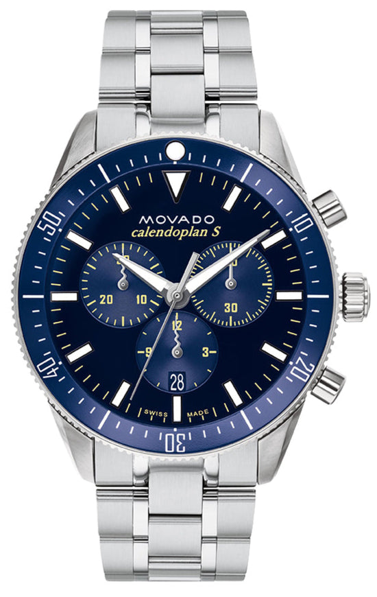  Shop Authentic Movado Heritage Calendoplan Chronograph Blue Dial Silver Steel Strap Watch For Men - 3650124 - Luxxuri