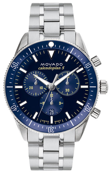  Shop Authentic Movado Heritage Calendoplan Chronograph Blue Dial Silver Steel Strap Watch For Men - 3650124 - Luxxuri