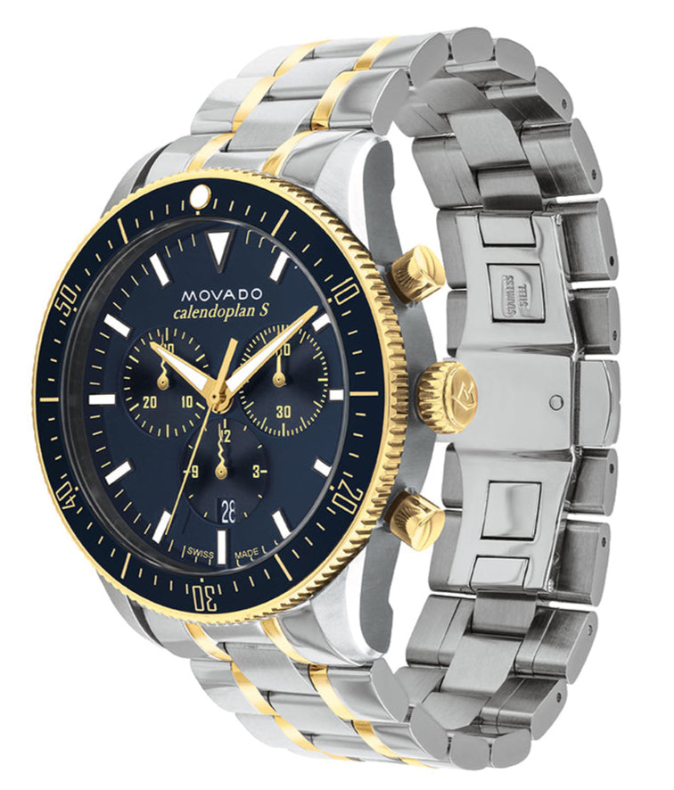  Shop Authentic Movado Heritage Calendoplan Chronograph Blue Dial Two Tone Steel Strap Watch For Men - 3650126 - Luxxuri
