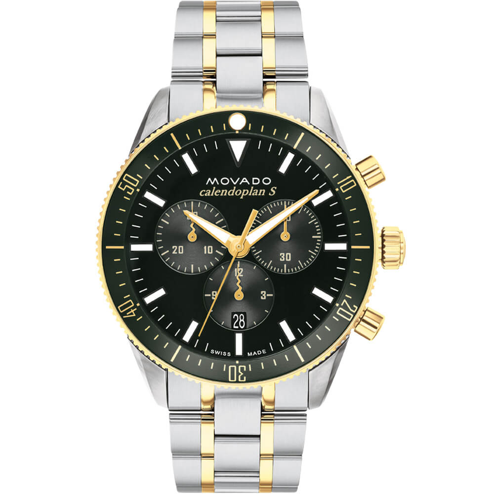  Shop Authentic Movado Heritage Calendoplan Chronograph Green Dial Two Tone Steel Strap Watch For Men - 3650167 - Luxxuri