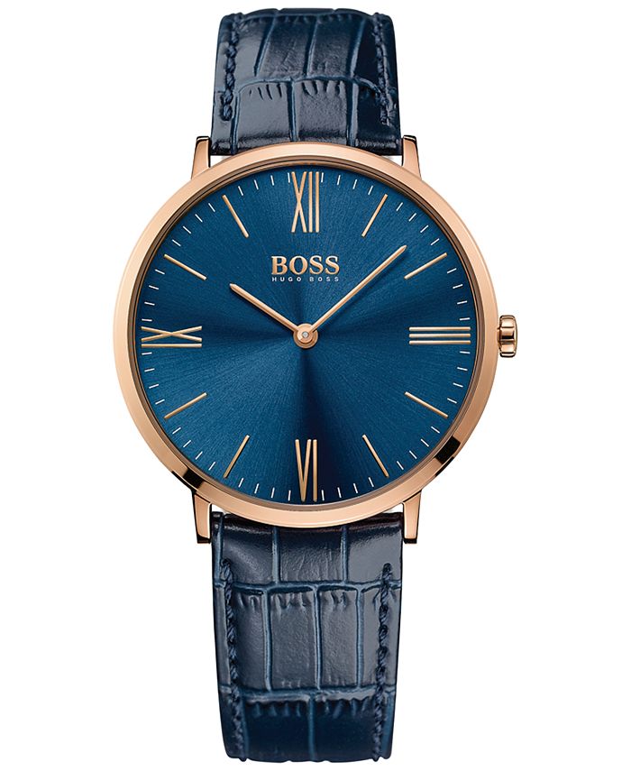  Shop Authentic Hugo Boss Jackson Blue Dial Black Leather Strap Watch for Men - 1513371 - Luxxuri
