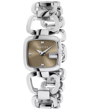  Shop Authentic Gucci G Gucci Brown Dial Silver Steel Strap Watch For Women - YA125503 - Luxxuri