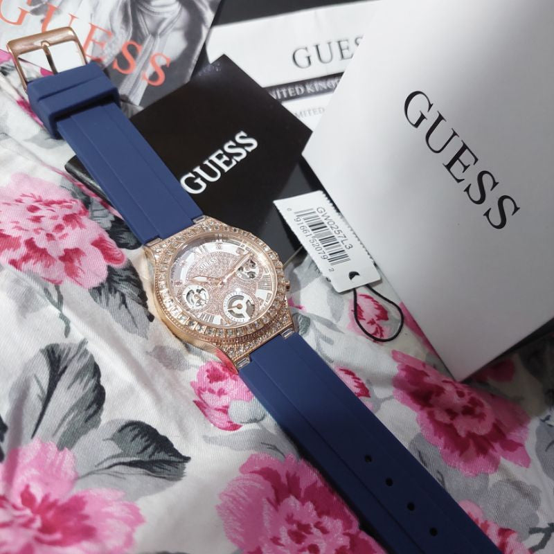  Shop Authentic Guess Moonlight Diamonds White Dial Blue Rubber Strap Watch for Women - GW0257L3 - Luxxuri