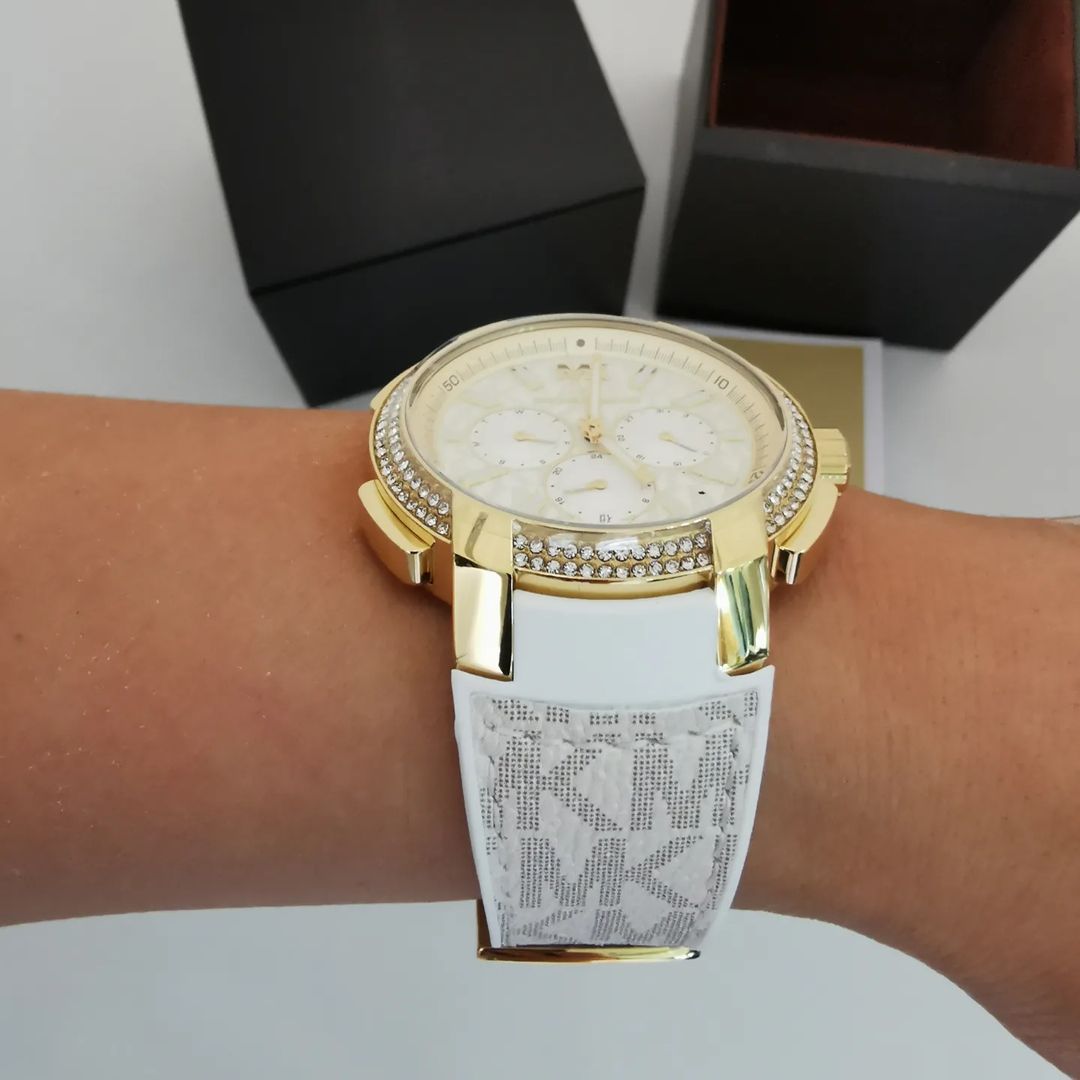  Shop Authentic Michael Kors Sydney Quartz White Dial White Leather Strap Watch For Women - MK7221 - Luxxuri