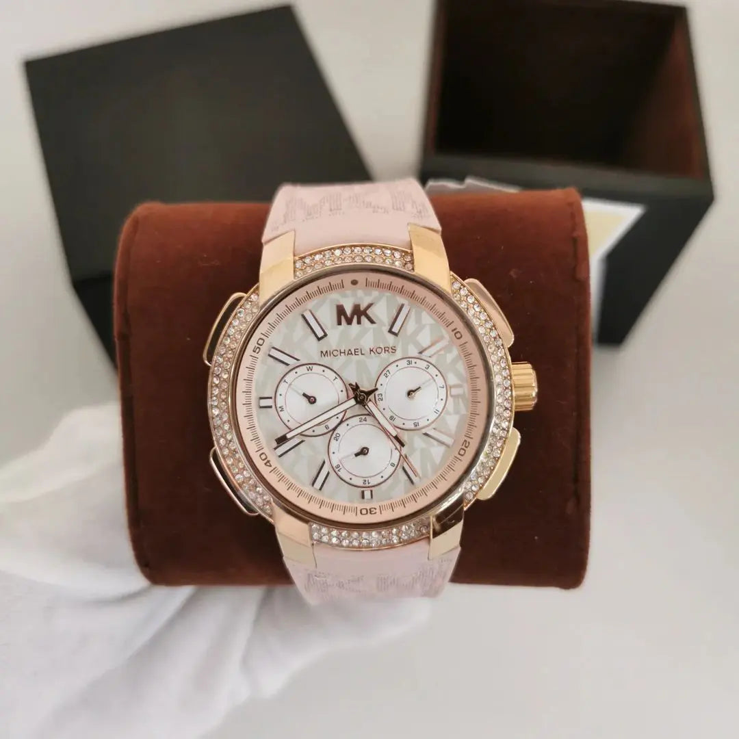  Shop Authentic Michael Kors Sidney Multifunction White Dial Pink Silicone Strap Watch For Women - MK7222 - Luxxuri