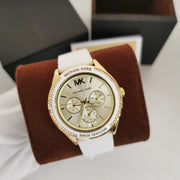 Shop Authentic Michael Kors Jessa Quartz Gold Dial White Silicone Strap Watch For Women - MK7267 - Luxxuri