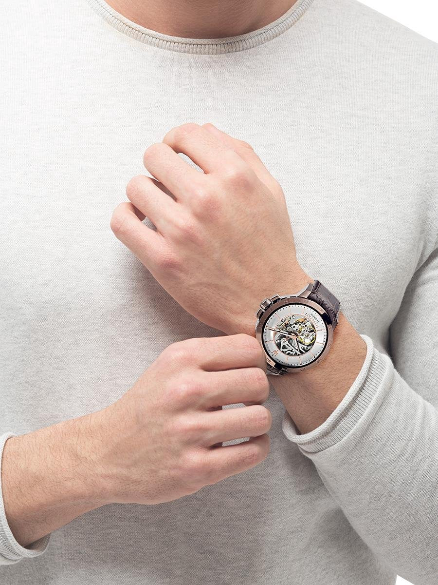  Shop Authentic Maserati Ingegno Automatic White Skeleton Dial Brown Leather Strap Watch For Men - R8821119003 - Luxxuri