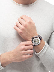  Shop Authentic Maserati Ingegno Automatic White Skeleton Dial Brown Leather Strap Watch For Men - R8821119003 - Luxxuri