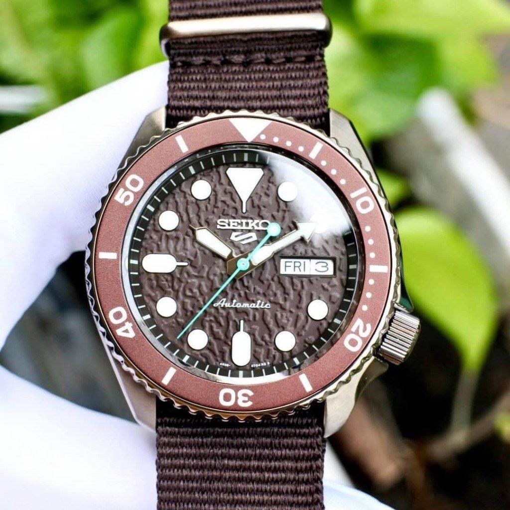  Shop Authentic Seiko 5 Sport Automatic Brown Dial Brown Nylon Strap Watch For Men - SRPD85K1 - Luxxuri