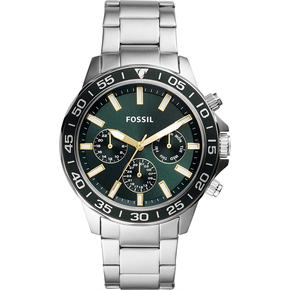  Shop Authentic Fossil Bannon Chronograph Green Dial Silver Steel Strap Watch for Men - BQ2492 - Luxxuri