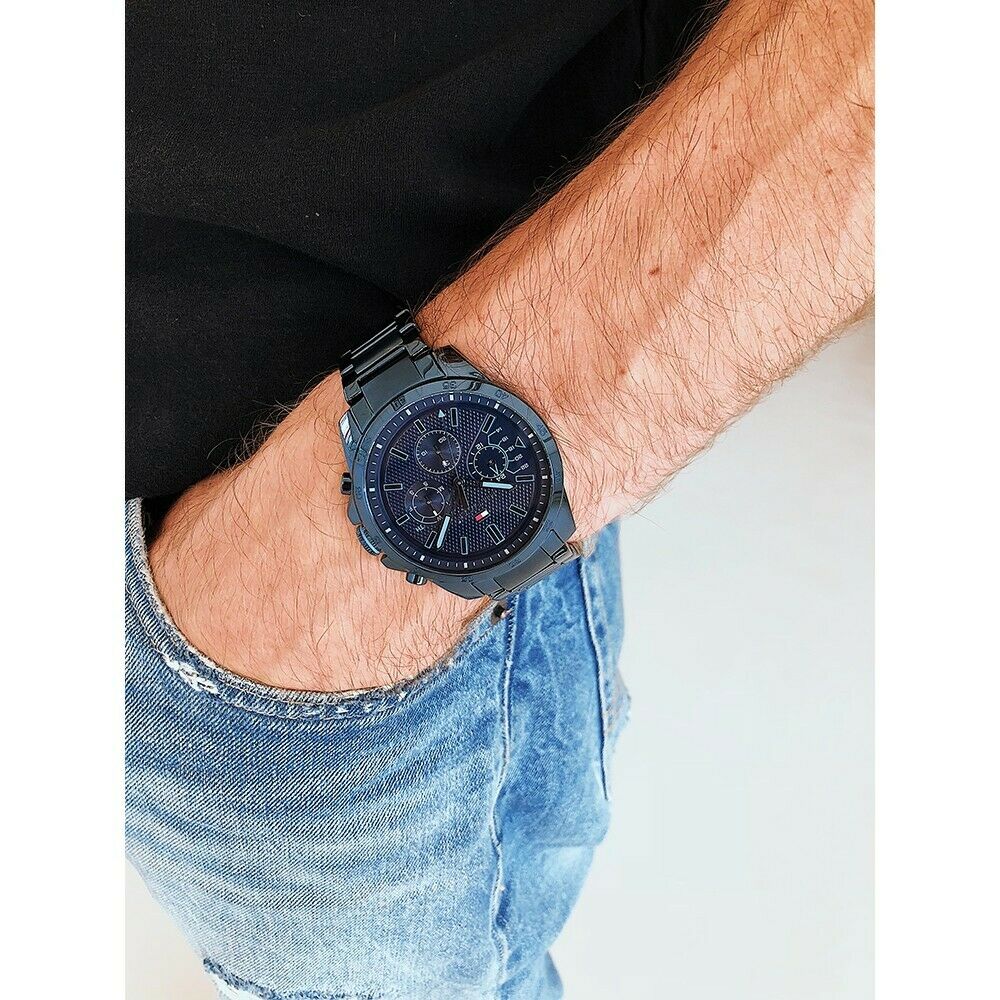  Shop Authentic Tommy Hilfiger Decker Chronograph Blue Dial Blue Steel Strap Watch for Men - 1791560 - Luxxuri