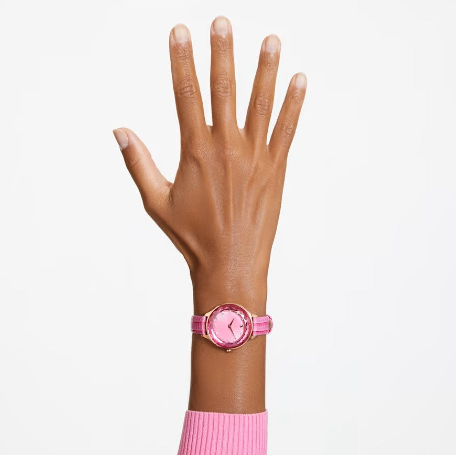  Shop Authentic Swarovski Octea Nova Pink Dial Pink Leather Strap Watch for Women - 5650030 - Luxxuri
