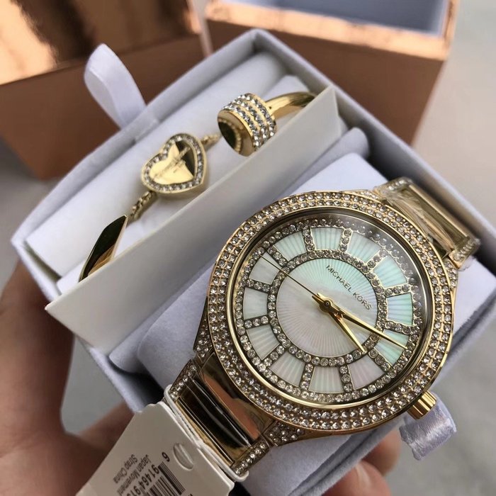  Shop Authentic Michael Kors Kerry Mother of Pearl Dial Gold Steel Strap Watch for Women - MK3312 - Luxxuri