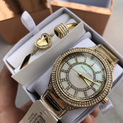  Shop Authentic Michael Kors Kerry Mother of Pearl Dial Gold Steel Strap Watch for Women - MK3312 - Luxxuri