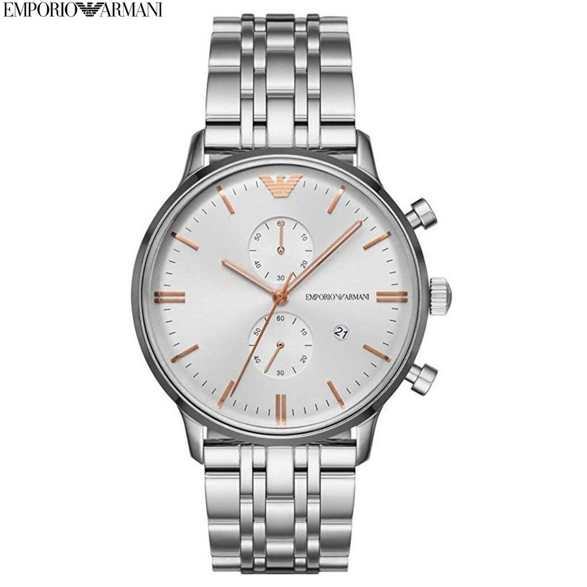  Shop Authentic Emporio Armani Chonograph SIlver Dial Silver Steel Strap Watch For Men - AR1933 - Luxxuri