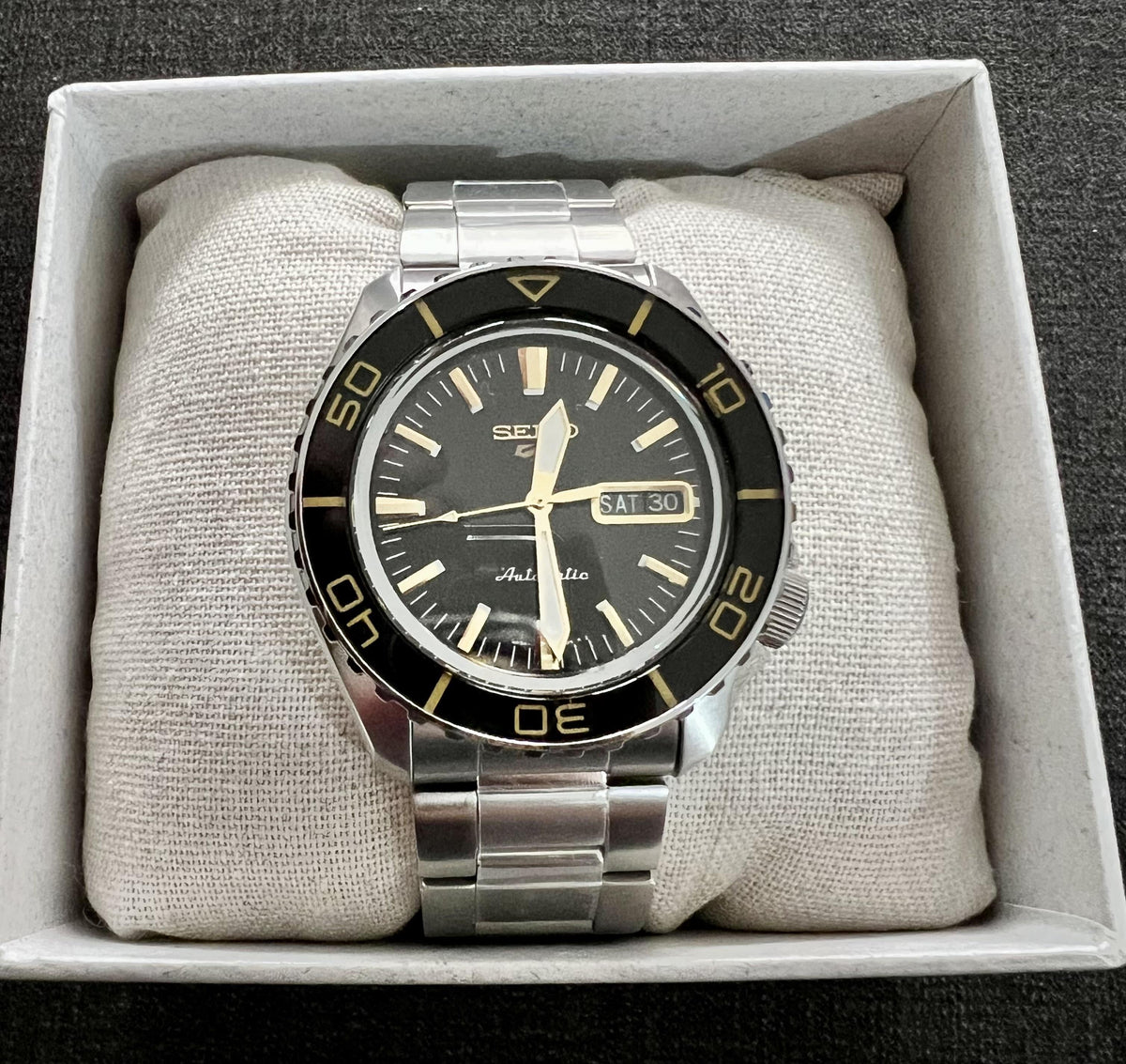 Shop Authentic Seiko 5 Sport Automatic SKX Series Black Dial Silver Steel Strap Watch for Men - SRPK99K1 - Luxxuri