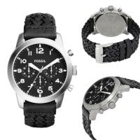  Shop Authentic Fossil Pilot 54 Chronograph Black Dial Black Leather Strap Watch for Men - FS5181 - Luxxuri