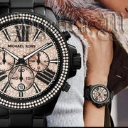  Shop Authentic Michael Kors Wren Chronograph Gold Diamonds Dial Black Steel Strap Watch for Women - MK5879 - Luxxuri