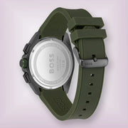  Shop Authentic Hugo Boss Volane Chronograph Grey Dial Green Rubber Strap Watch For Men - 1513952 - Luxxuri