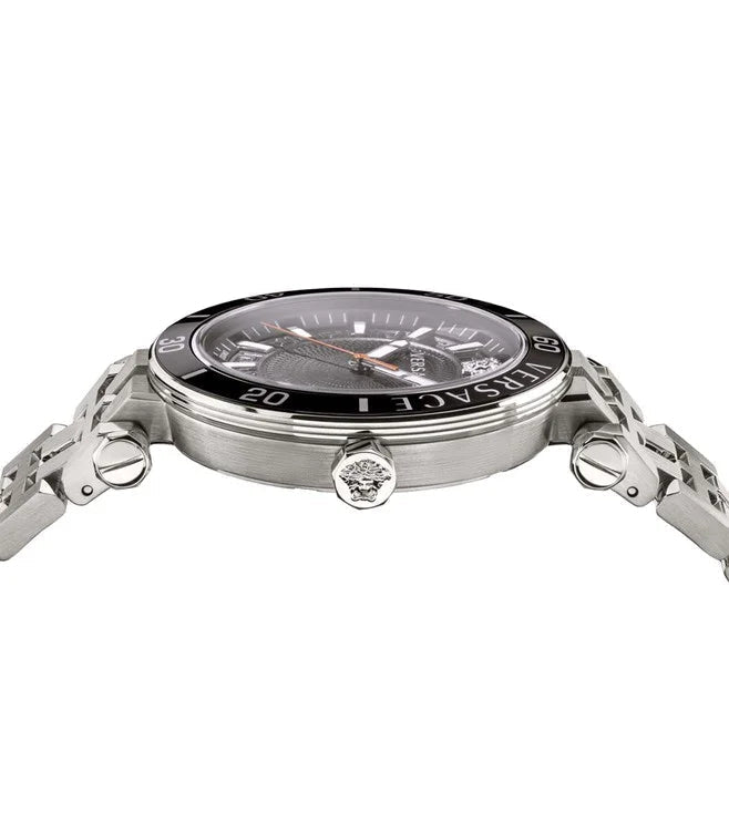  Shop Authentic Versace Greca Sport Quartz Black Dial Silver Steel Strap Watch For Men - VEZ300321 - Luxxuri