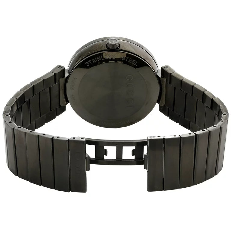  Shop Authentic Gucci Interlocking Grammy XL Gold Dial Black Steel Strap Watch for Men - YA133209 - Luxxuri