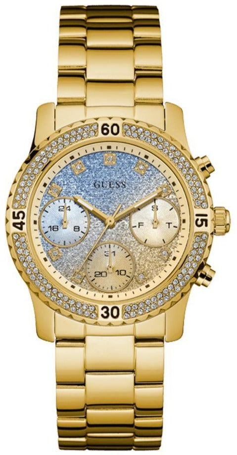  Shop Authentic Guess Confetti Diamonds Gold Dial Gold Steel Strap Watch for Women - W0774L2 - Luxxuri