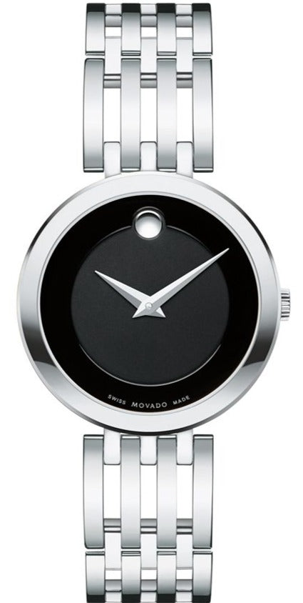  Shop Authentic Movado Esperanza 28mm Black Dial Silver Steel Strap Watch For Women - 0607051 - Luxxuri