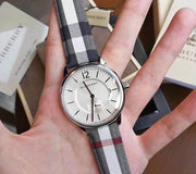  Shop Authentic Burberry The Classic Horseferry Silver Dial Black Leather Strap Watch for Men - BU10002 - Luxxuri