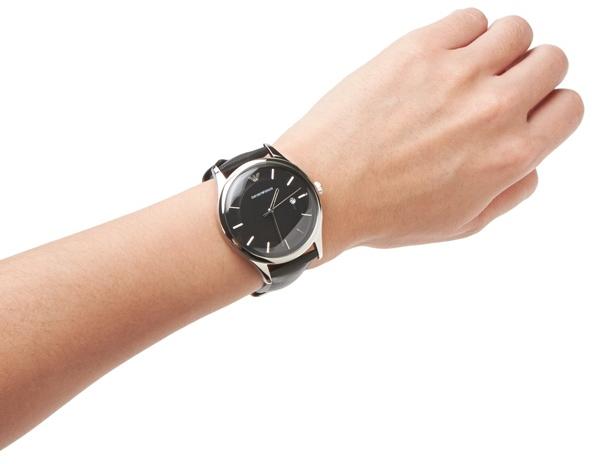  Shop Authentic Emporio Armani Lambda Classic Quartz Black Dial Black Leather Strap Watch For Men - AR11020 - Luxxuri